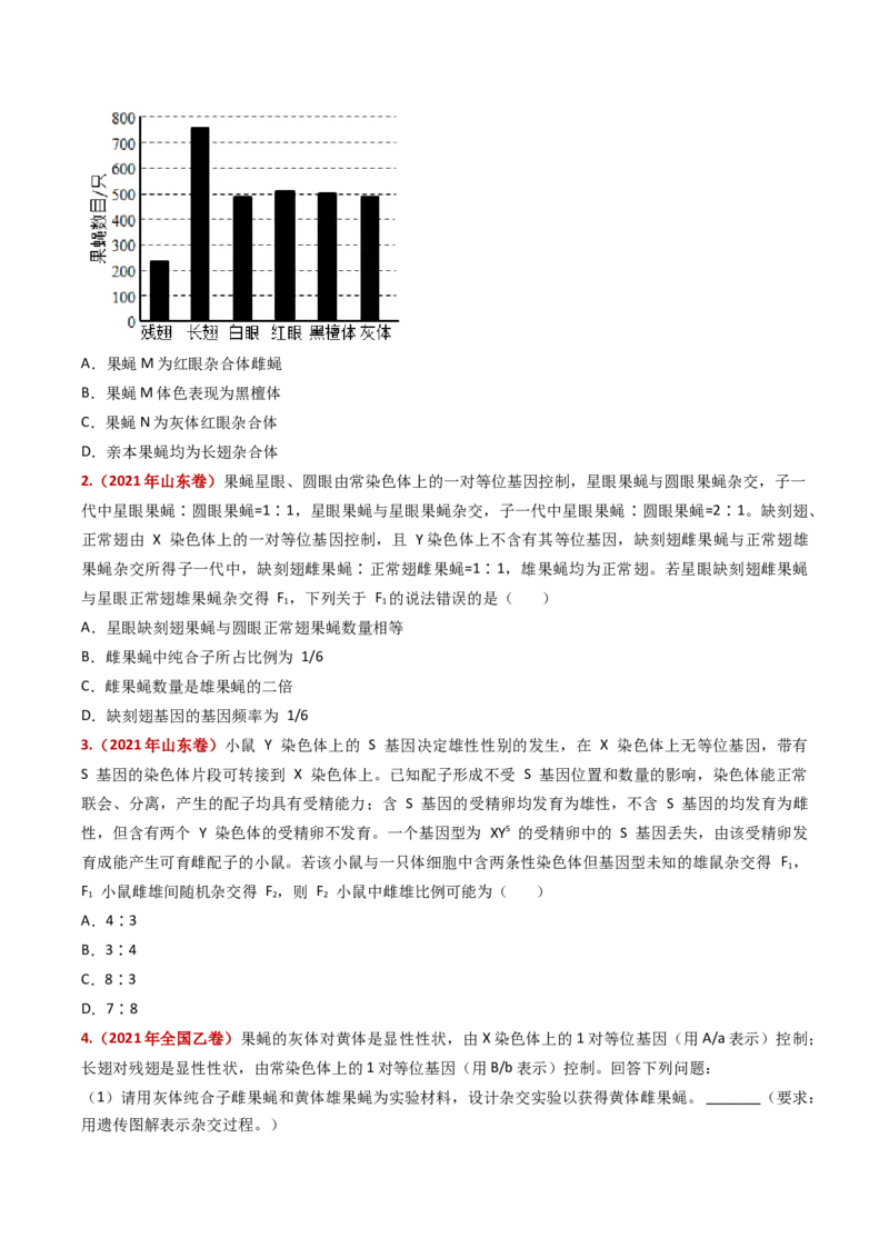 五年（2021-2025）全国高考生物真题分类汇编专题11伴性遗传和人类遗传病（全国通用）（原卷版）_高考真题分类汇编_高考生物真题分类汇编（全国通用）五年（2021-2025）