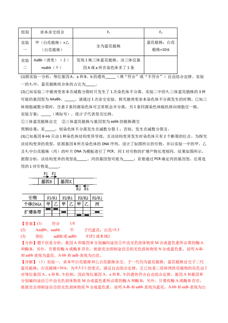 五年（2021-2025）全国高考生物真题分类汇编专题10基因的自由组合定律（全国通用）（解析版）_高考真题分类汇编_高考生物真题分类汇编（全国通用）五年（2021-2025）
