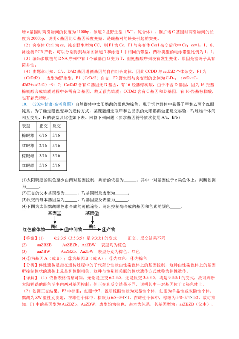 五年（2021-2025）全国高考生物真题分类汇编专题10基因的自由组合定律（全国通用）（解析版）_高考真题分类汇编_高考生物真题分类汇编（全国通用）五年（2021-2025）