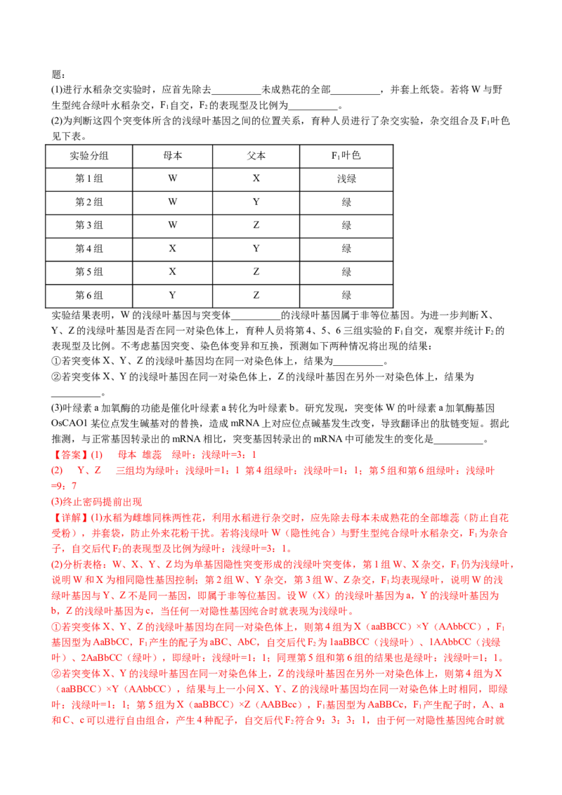 五年（2021-2025）全国高考生物真题分类汇编专题10基因的自由组合定律（全国通用）（解析版）_高考真题分类汇编_高考生物真题分类汇编（全国通用）五年（2021-2025）