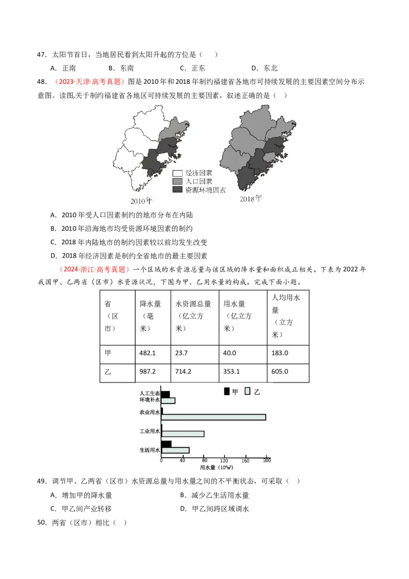 五年（2021-2025）高考地理真题分类汇编专题13区域发展（全国通用）（原卷版）_高考真题分类汇编_高考地理真题分类汇编（全国通用）五年（2021-2025）_word