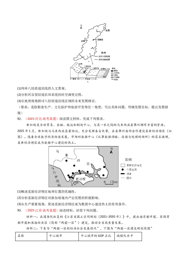 五年（2021-2025）高考地理真题分类汇编专题13区域发展（全国通用）（原卷版）_高考真题分类汇编_高考地理真题分类汇编（全国通用）五年（2021-2025）_word