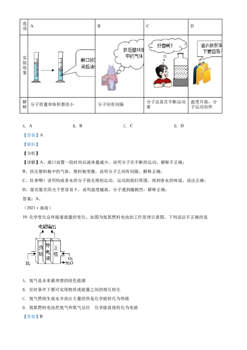 海南省2021年中考化学试题（解析版）_中考真题_5.化学中考真题2015-2024年_2021年中考化学真题（83份）_海南化学