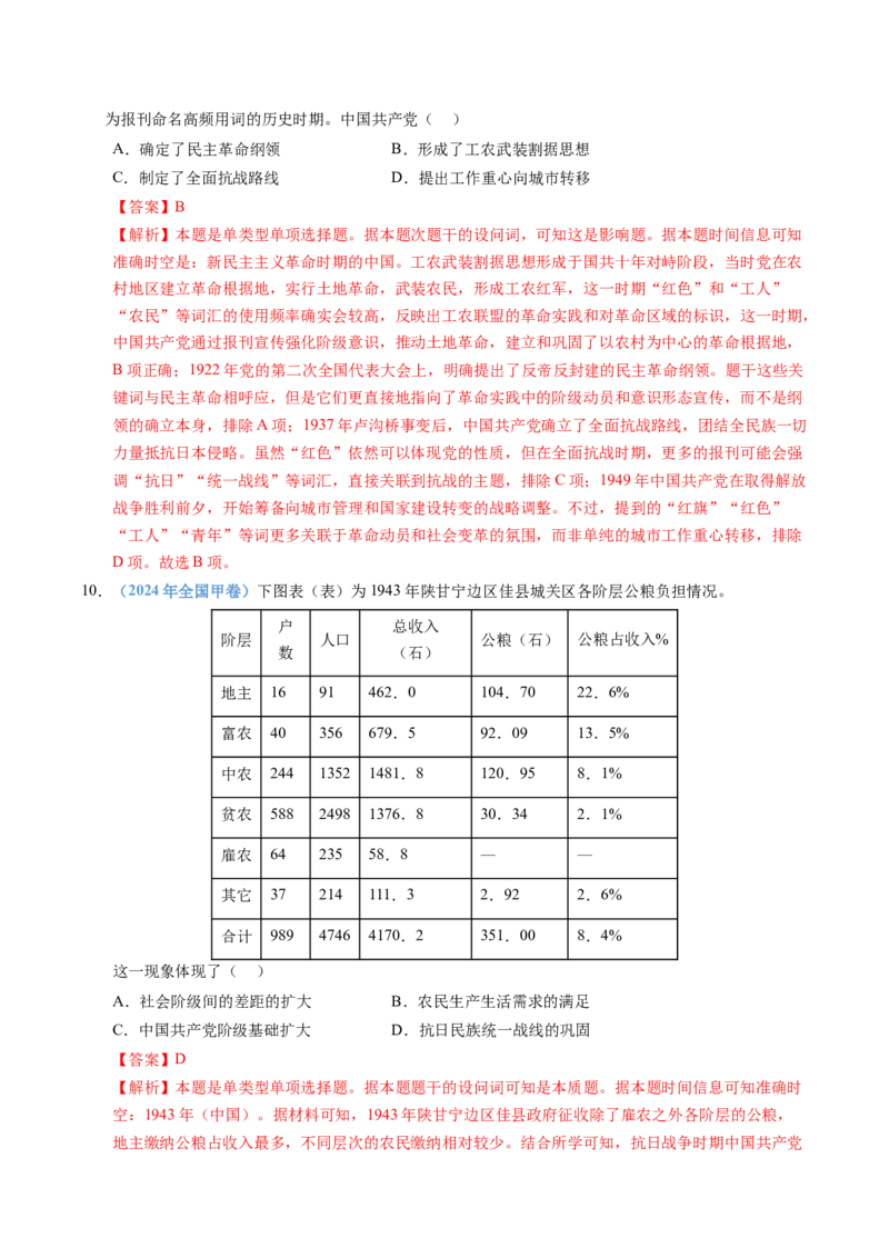 五年（2021-2025）高考历史真题分类汇编专题08中华民族的抗日战争和人民解放战争（全国通用）（解析版）_高考真题分类汇编_高考历史真题分类汇编（全国通用）五年（2021-2025）