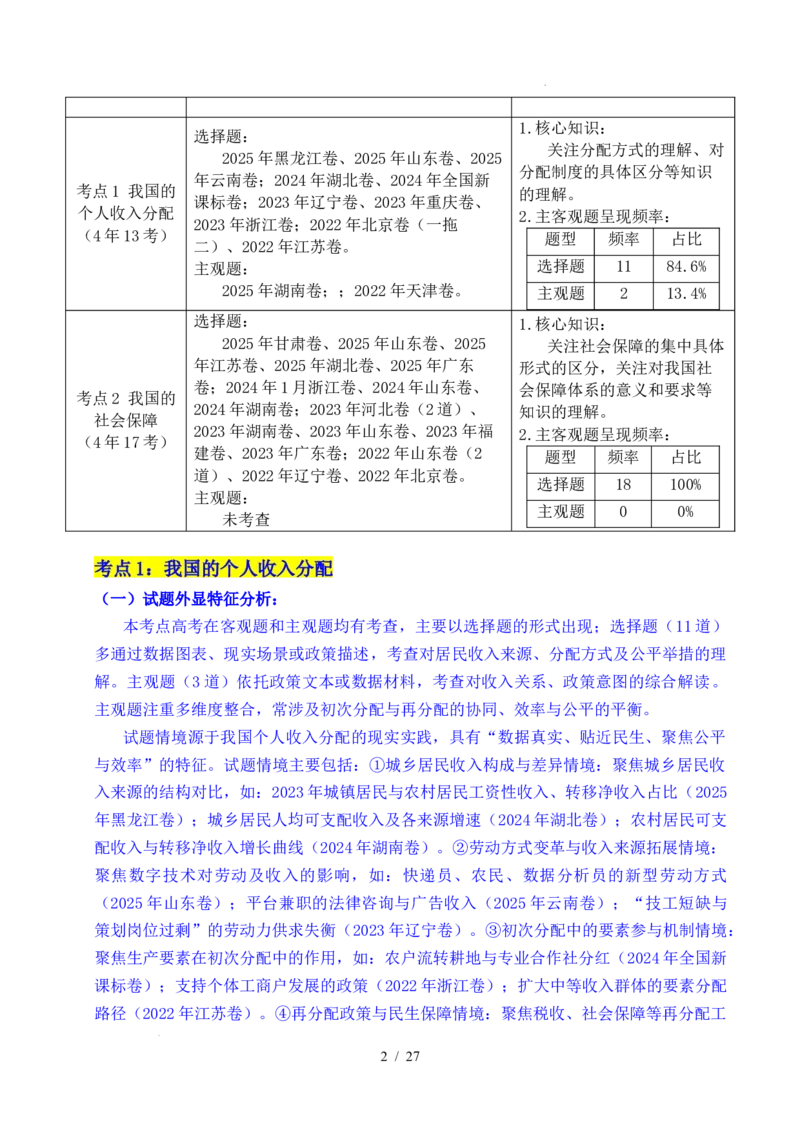 专题08社会进步（我国的个人收入分配、我国的社会保障）（全国通用）（解析版）_高考真题分类汇编_高考政治真题分类汇编（全国通用）五年（2021-2025）
