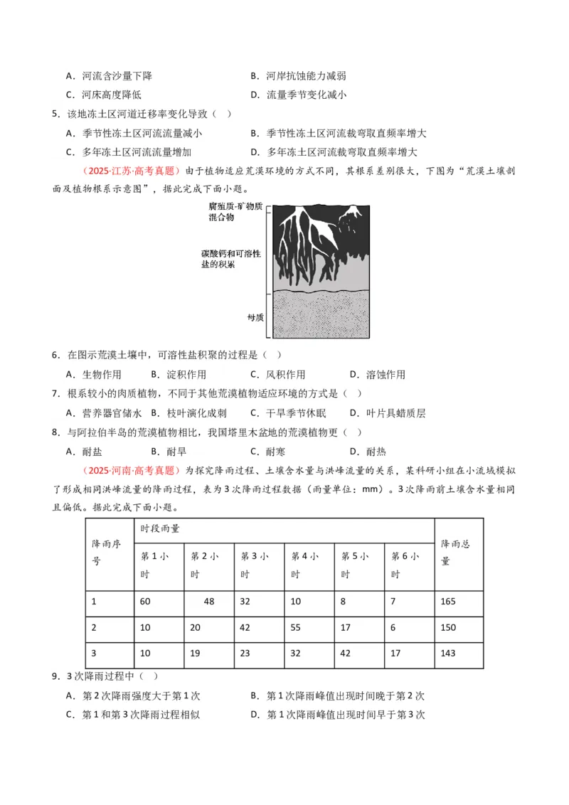 五年（2021-2025）高考地理真题分类汇编专题06自然环境的整体性与差异性（全国通用）（原卷版）_高考真题分类汇编_高考地理真题分类汇编（全国通用）五年（2021-2025）_word