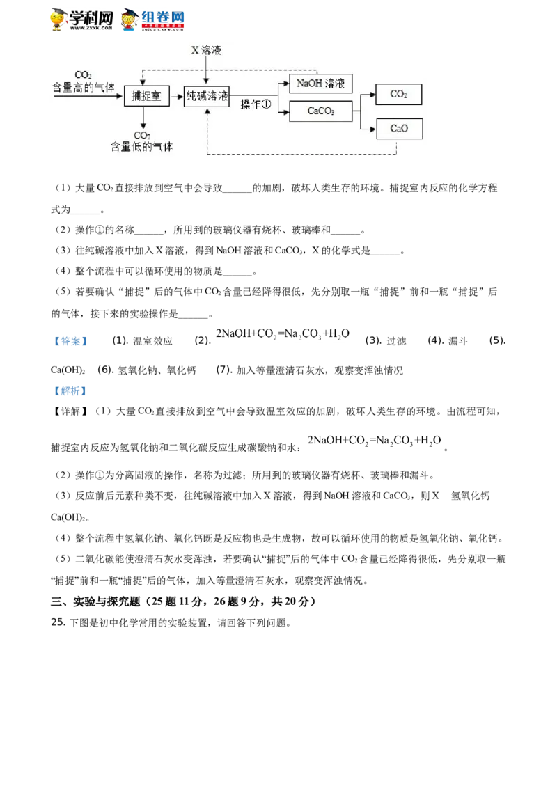 湖南省怀化市2021年中考化学试题（解析版）_中考真题_5.化学中考真题2015-2024年_2021年中考化学真题（83份）_​2021怀化化学​