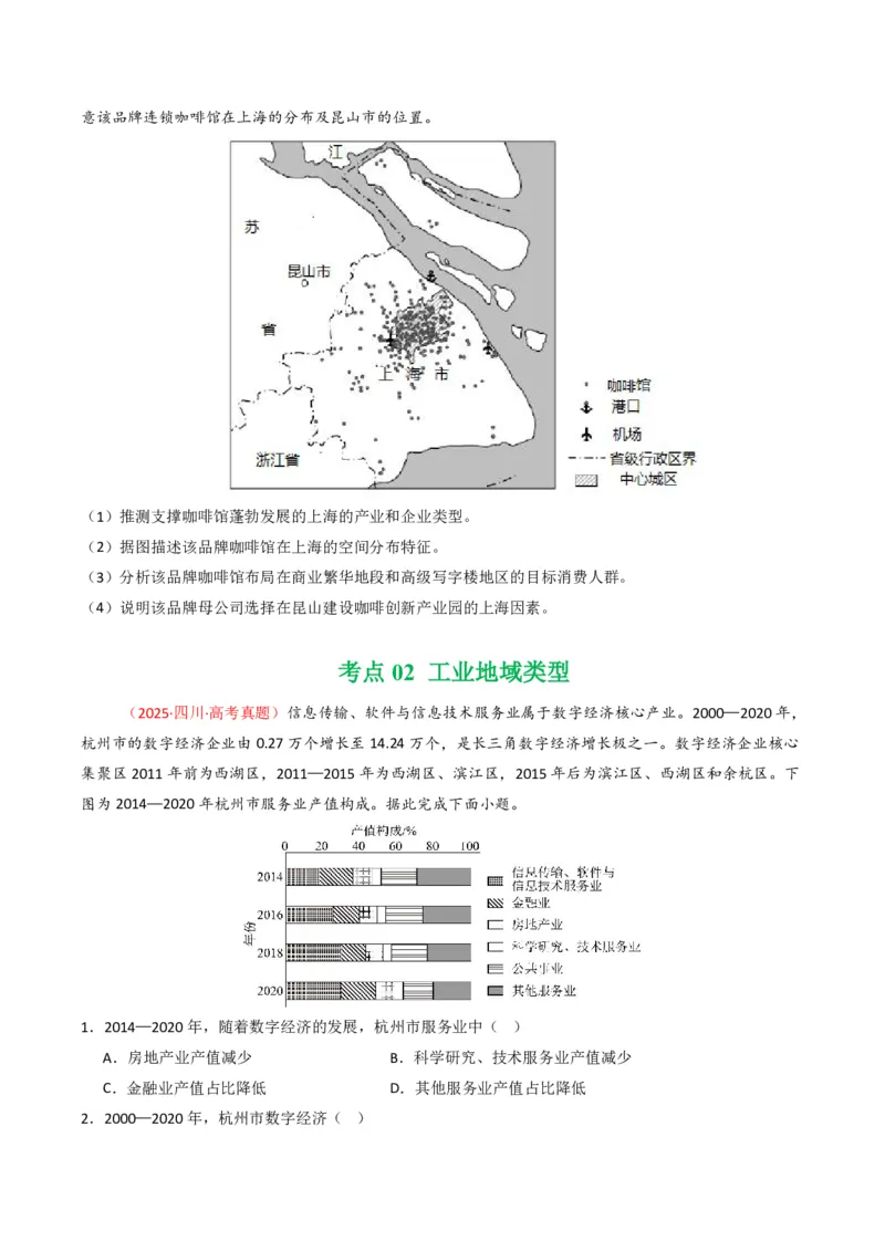 五年（2021-2025）高考地理真题分类汇编专题11工业与服务业（全国通用）（原卷版）_高考真题分类汇编_高考地理真题分类汇编（全国通用）五年（2021-2025）_pdf