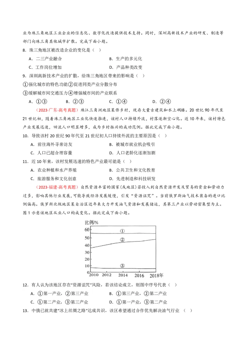 五年（2021-2025）高考地理真题分类汇编专题11工业与服务业（全国通用）（原卷版）_高考真题分类汇编_高考地理真题分类汇编（全国通用）五年（2021-2025）_pdf