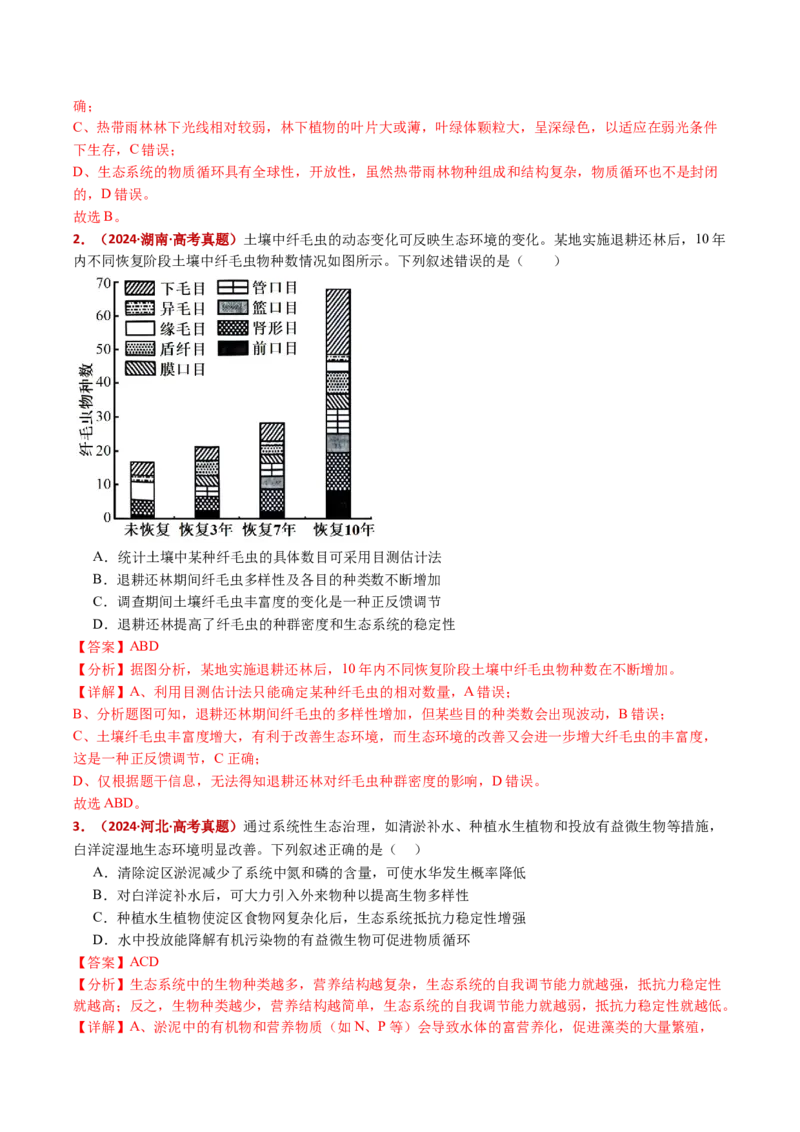 五年（2021-2025）全国高考生物真题分类汇编专题19生态系统（全国通用）（解析版）_高考真题分类汇编_高考生物真题分类汇编（全国通用）五年（2021-2025）