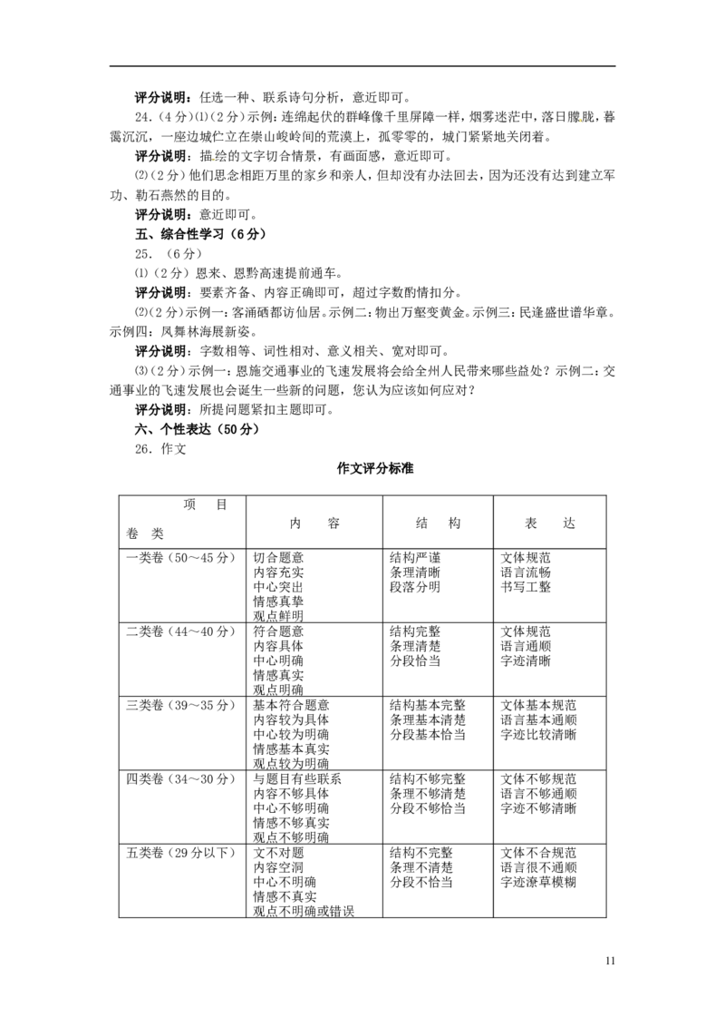 湖北省恩施州2015年中考语文真题试题（含答案）_中考真题_1.语文中考真题2015-2024年_2015年全国中考语文154份_2015年全国中考154份