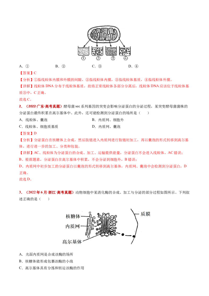 五年（2021-2025）全国高考生物真题分类汇编专题02细胞的结构与功能（全国通用）（解析版）_高考真题分类汇编_高考生物真题分类汇编（全国通用）五年（2021-2025）