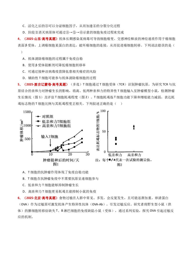 五年（2021-2025）全国高考生物真题分类汇编专题16免疫调节（全国通用）（原卷版）_高考真题分类汇编_高考生物真题分类汇编（全国通用）五年（2021-2025）