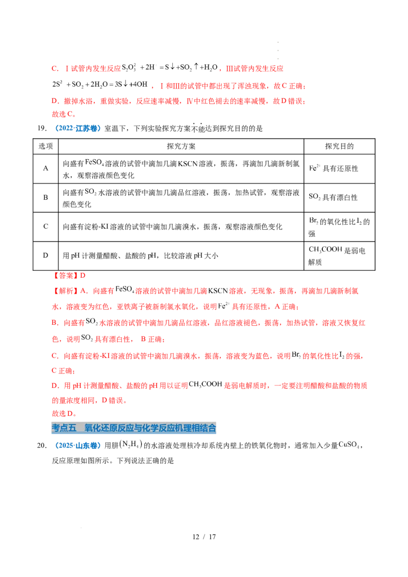 专题04氧化还原反应（解析）_高考真题分类汇编_高考化学真题分类汇编（全国通用）五年（2021-2025）_专题04氧化还原反应五年（2021-2025）高考化学真题分类汇编
