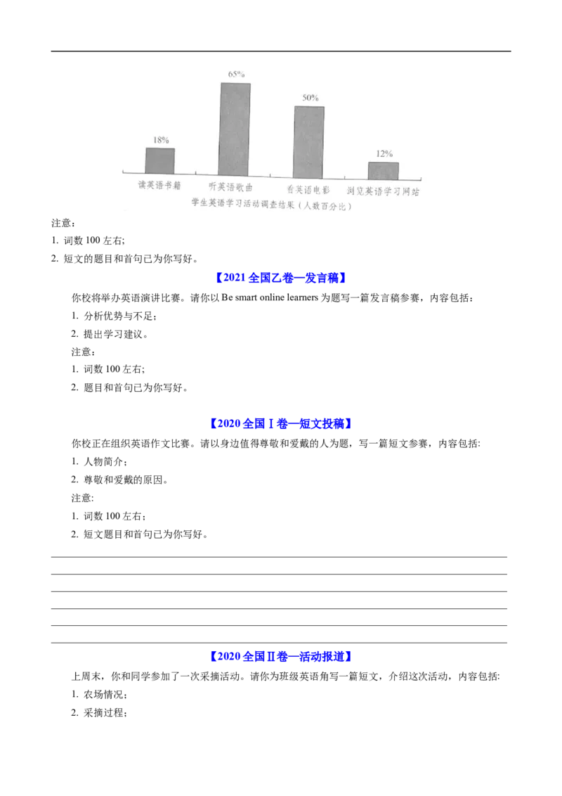 专题18书面表达（全国通用）（原卷版）_高考真题分类汇编_高考英语真题分类汇编（新高考通用）五年（2021-2025）