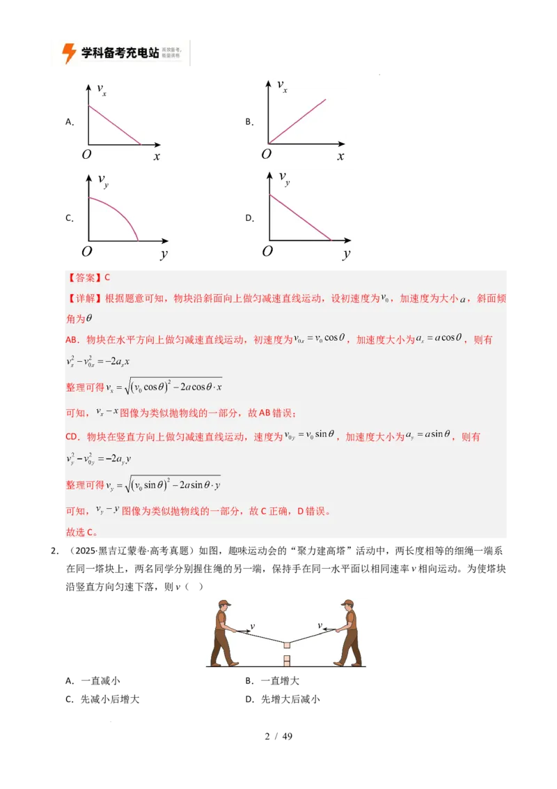 专题04曲线运动（全国通用）（解析版）_高考真题分类汇编_高考物理真题分类汇编（全国通用）五年（2021-2025）