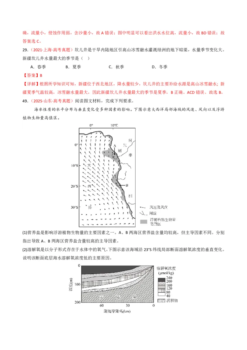 五年（2021-2025）高考地理真题分类汇编专题04地球上的水（全国通用）（解析版）_高考真题分类汇编_高考地理真题分类汇编（全国通用）五年（2021-2025）_pdf