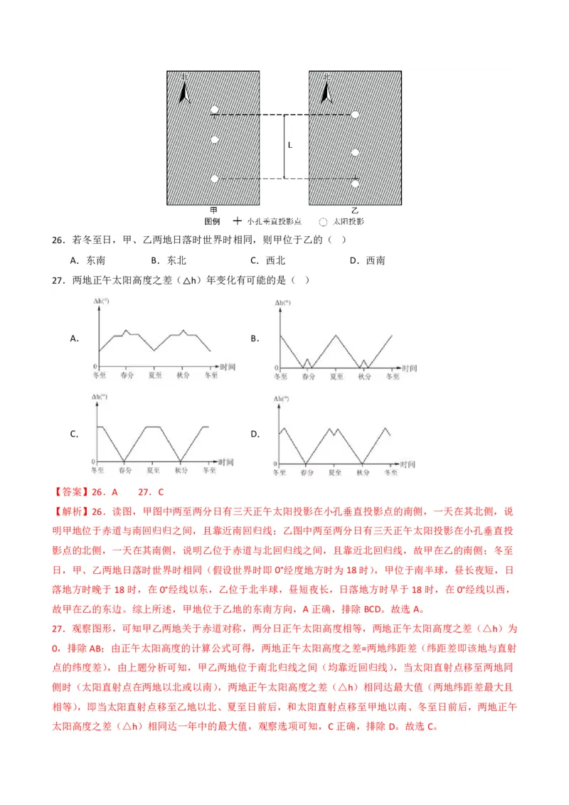 五年（2021-2025）高考地理真题分类汇编专题02宇宙中的地（全国通用）（解析版）_高考真题分类汇编_高考地理真题分类汇编（全国通用）五年（2021-2025）_pdf