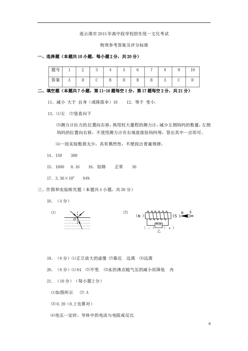 江苏省连云港市2015年中考物理真题试题（含答案）_中考真题_4.物理中考真题2015-2024年_2015年中考物理真题165份