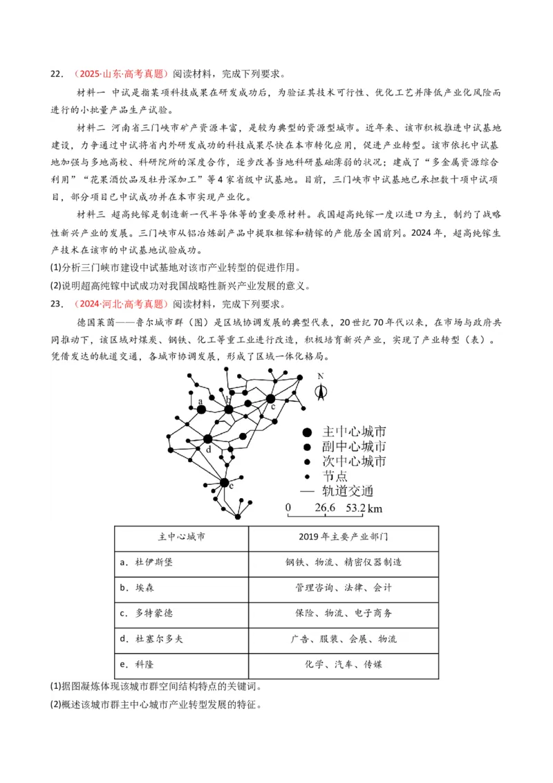 五年（2021-2025）高考地理真题分类汇编专题11工业与服务业（全国通用）（原卷版）_高考真题分类汇编_高考地理真题分类汇编（全国通用）五年（2021-2025）_word