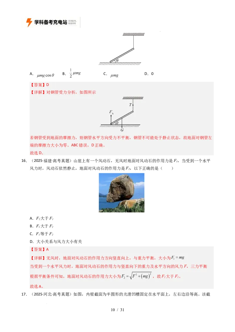 专题02相互作用（全国通用）（解析版）_高考真题分类汇编_高考物理真题分类汇编（全国通用）五年（2021-2025）