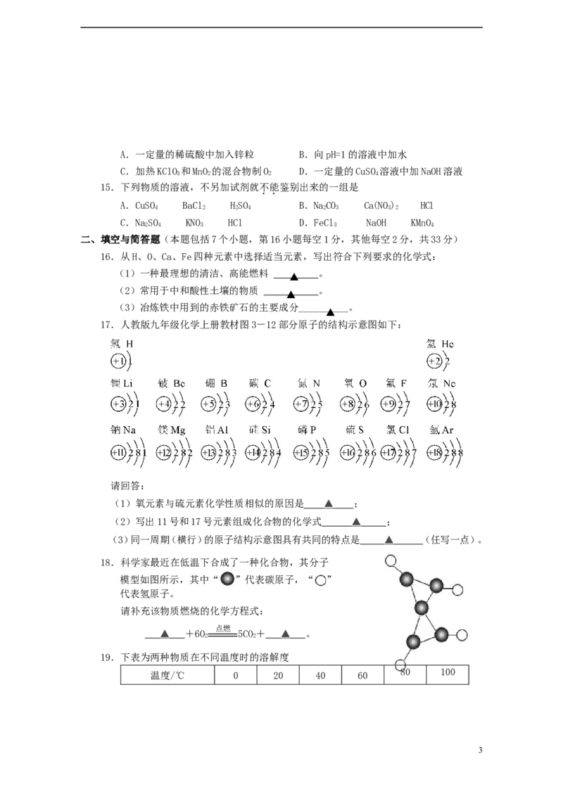 湖南省益阳市2015年中考化学真题试题（含答案）_中考真题_5.化学中考真题2015-2024年_2015中考真题卷（162份）