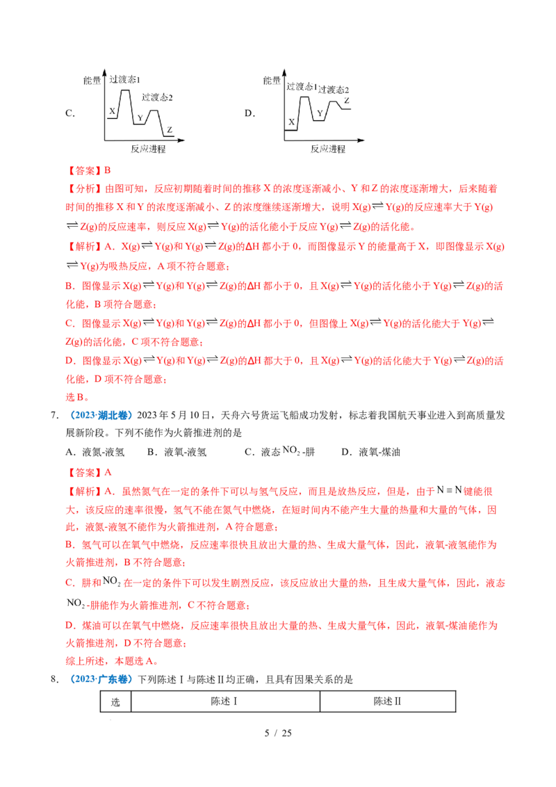 专题15化学反应中的能量变化及反应机理（解析）_高考真题分类汇编_高考化学真题分类汇编（全国通用）五年（2021-2025）