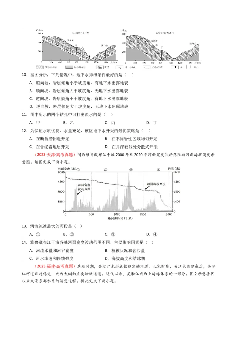 五年（2021-2025）高考地理真题分类汇编专题04地球上的水（全国通用）（原卷版）_高考真题分类汇编_高考地理真题分类汇编（全国通用）五年（2021-2025）_word