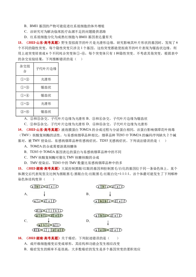 五年（2021-2025）全国高考生物真题分类汇编专题12变异、育种与进化（全国通用）（原卷版）_高考真题分类汇编_高考生物真题分类汇编（全国通用）五年（2021-2025）
