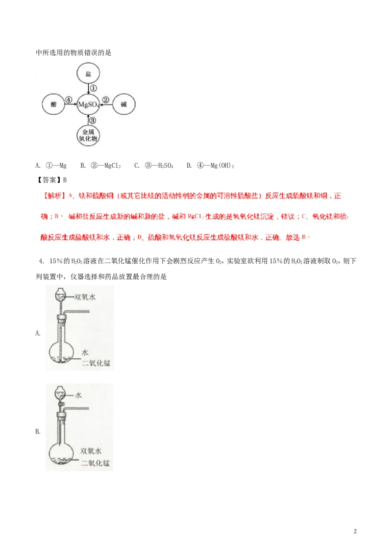 浙江省舟山市2018年中考科学（化学部分）真题试题（含解析）_中考真题_5.化学中考真题2015-2024年_2018中考真题卷（277份）