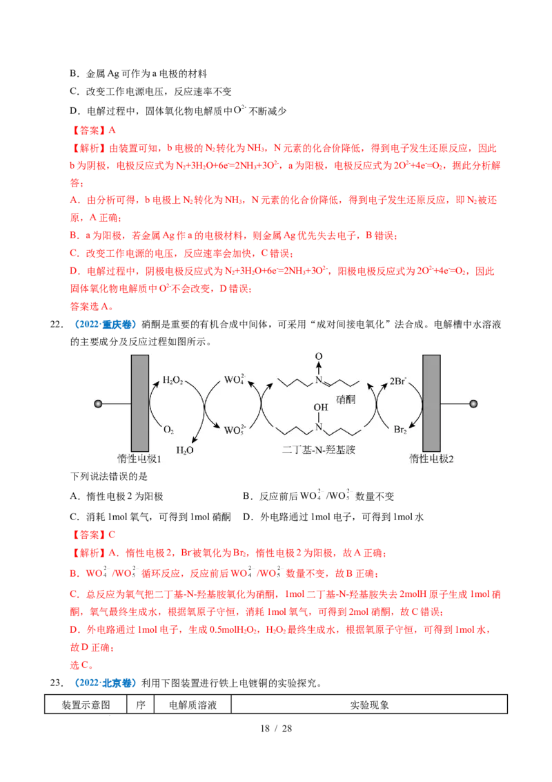 专题16电解池金属的腐蚀与防腐（解析）_高考真题分类汇编_高考化学真题分类汇编（全国通用）五年（2021-2025）_专题16电解池金属的腐蚀与防腐五年（2021-2025）高考化学真题分类汇编