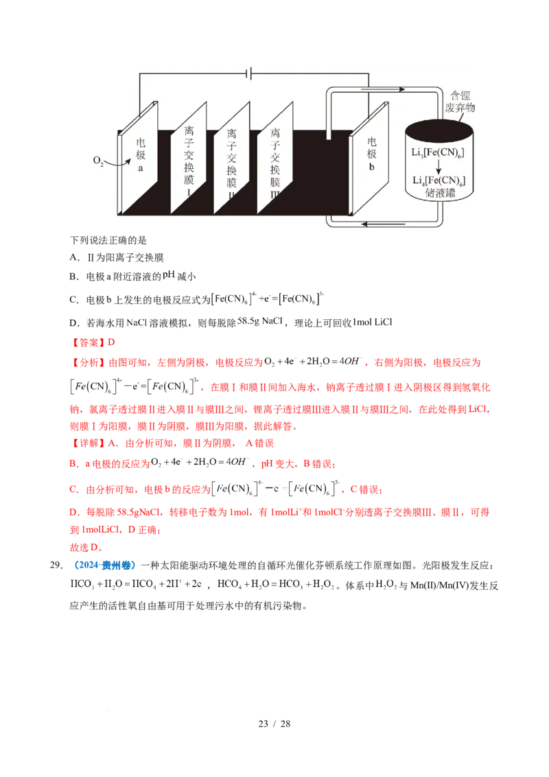 专题16电解池金属的腐蚀与防腐（解析）_高考真题分类汇编_高考化学真题分类汇编（全国通用）五年（2021-2025）_专题16电解池金属的腐蚀与防腐五年（2021-2025）高考化学真题分类汇编