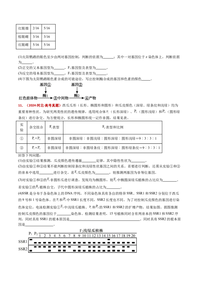 五年（2021-2025）全国高考生物真题分类汇编专题10基因的自由组合定律（全国通用）（原卷版）_高考真题分类汇编_高考生物真题分类汇编（全国通用）五年（2021-2025）