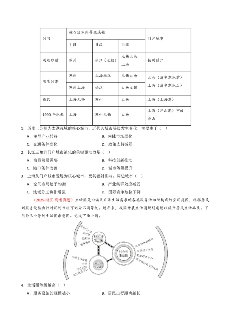 五年（2021-2025）高考地理真题分类汇编专题09乡村与城镇（全国通用）（原卷版）_高考真题分类汇编_高考地理真题分类汇编（全国通用）五年（2021-2025）_pdf
