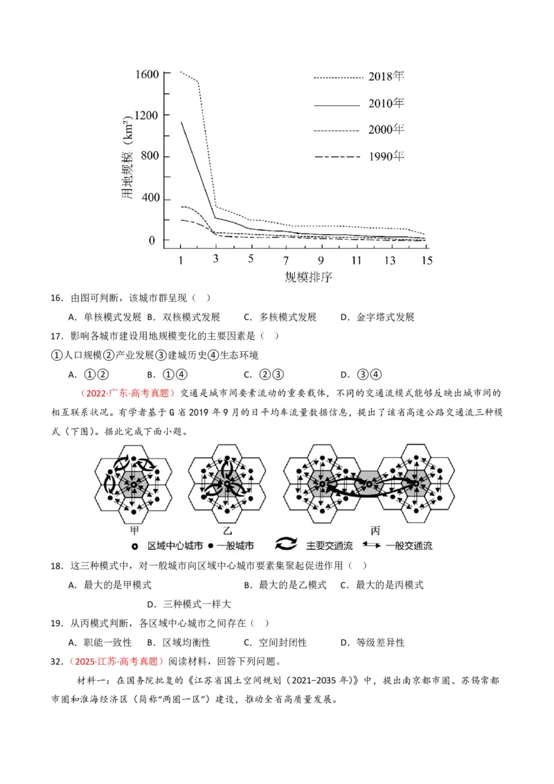 五年（2021-2025）高考地理真题分类汇编专题09乡村与城镇（全国通用）（原卷版）_高考真题分类汇编_高考地理真题分类汇编（全国通用）五年（2021-2025）_pdf