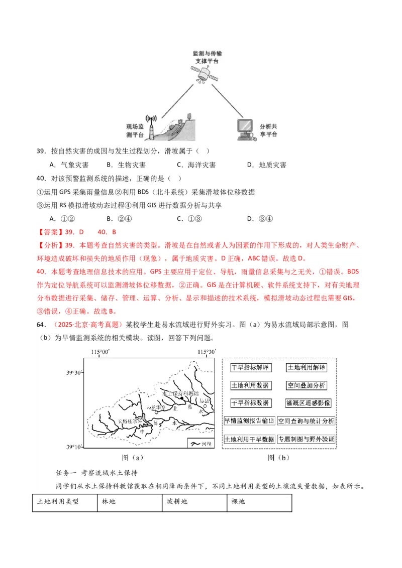 五年（2021-2025）高考地理真题分类汇编专题07自然灾害与地理信息技术（全国通用）（解析版）_高考真题分类汇编_高考地理真题分类汇编（全国通用）五年（2021-2025）_word