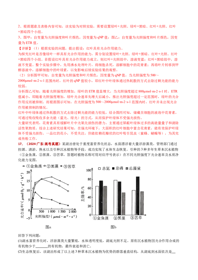 五年（2021-2025）全国高考生物真题分类汇编专题05细胞呼吸和光合作用（全国通用）（解析版）_高考真题分类汇编_高考生物真题分类汇编（全国通用）五年（2021-2025）