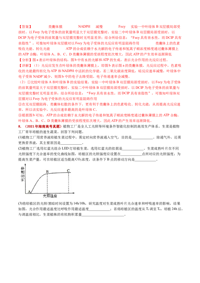 五年（2021-2025）全国高考生物真题分类汇编专题05细胞呼吸和光合作用（全国通用）（解析版）_高考真题分类汇编_高考生物真题分类汇编（全国通用）五年（2021-2025）