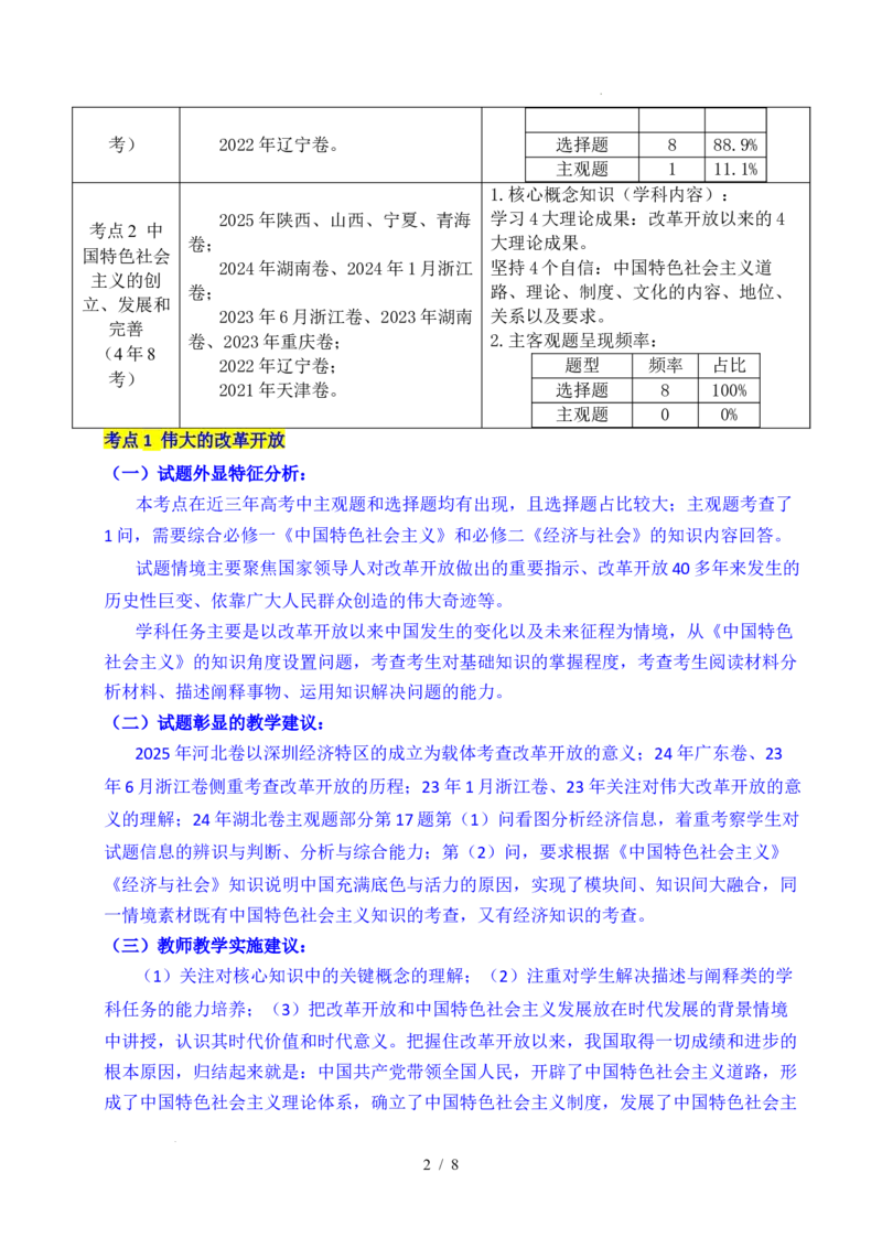 专题03只有中国特色社会主义才能发展中国（原卷版）_高考真题分类汇编_高考政治真题分类汇编（全国通用）五年（2021-2025）