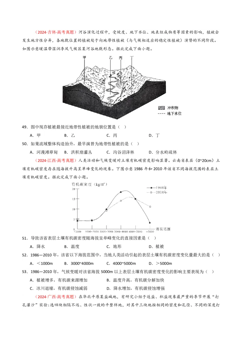 五年（2021-2025）高考地理真题分类汇编专题06自然环境的整体性与差异性（全国通用）（原卷版）_高考真题分类汇编_高考地理真题分类汇编（全国通用）五年（2021-2025）_pdf