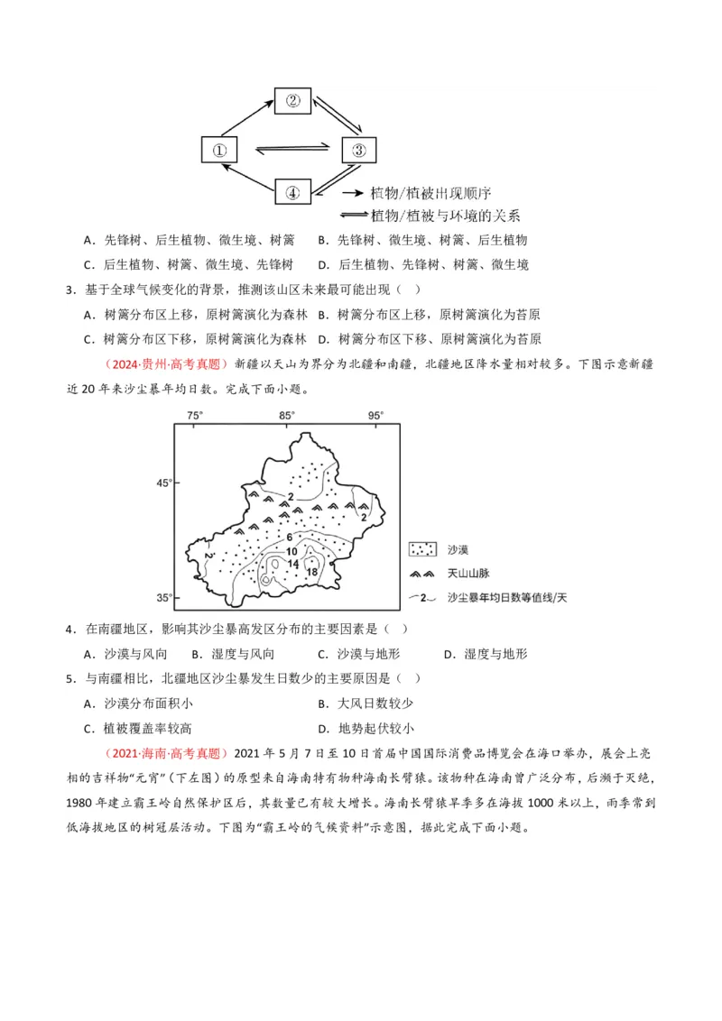 五年（2021-2025）高考地理真题分类汇编专题06自然环境的整体性与差异性（全国通用）（原卷版）_高考真题分类汇编_高考地理真题分类汇编（全国通用）五年（2021-2025）_pdf
