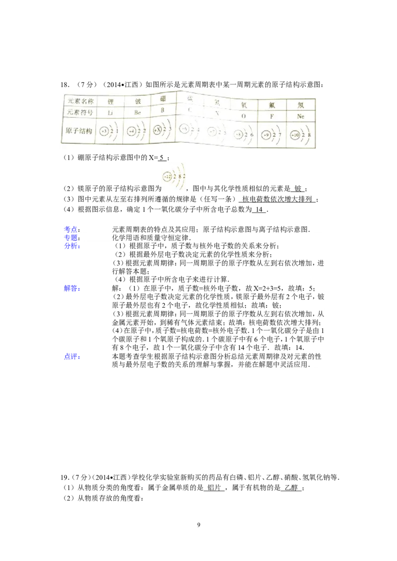 江西省2014年中考化学试题（含答案）_中考真题_5.化学中考真题2015-2024年_地区卷_江西化学-全省统一卷14-21