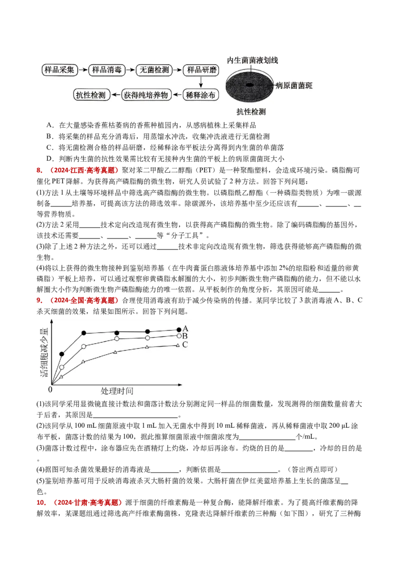 五年（2021-2025）全国高考生物真题分类汇编专题20发酵工程（全国通用）（原卷版）_高考真题分类汇编_高考生物真题分类汇编（全国通用）五年（2021-2025）