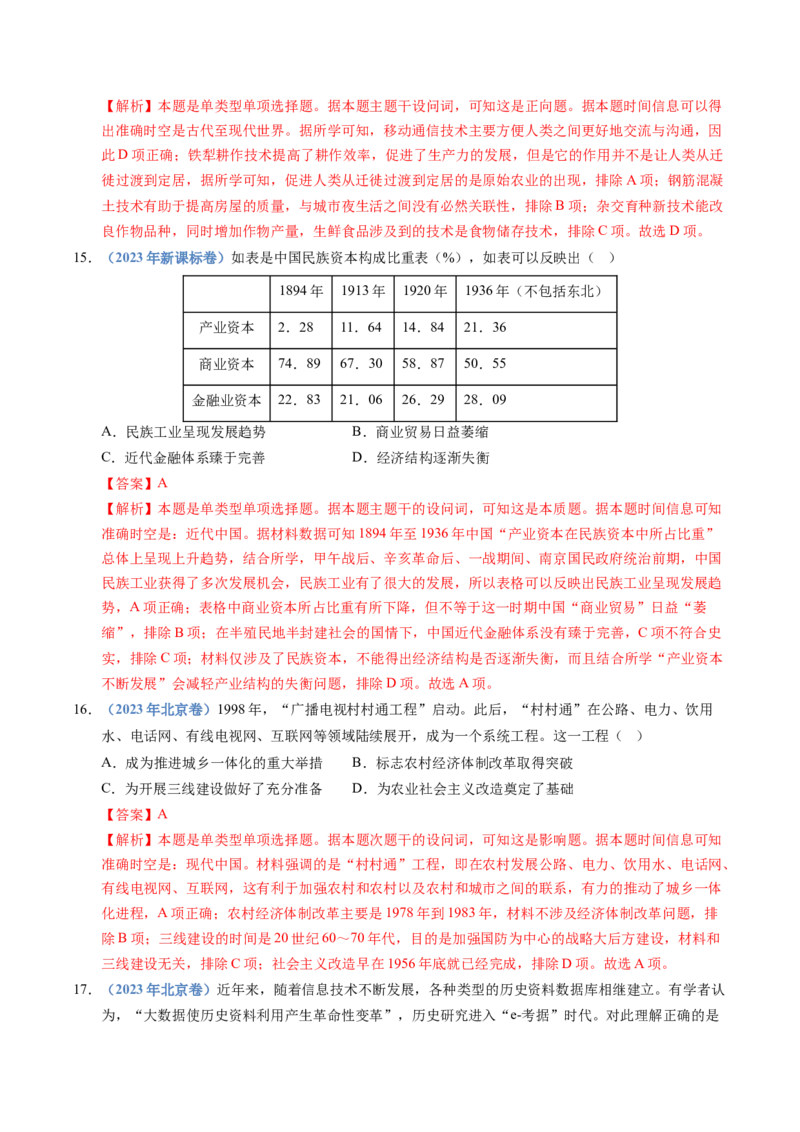 五年（2021-2025）高考历史真题分类汇编专题20选择性必修二：经济与社会生活（全国通用）（解析版）_高考真题分类汇编_高考历史真题分类汇编（全国通用）五年（2021-2025）