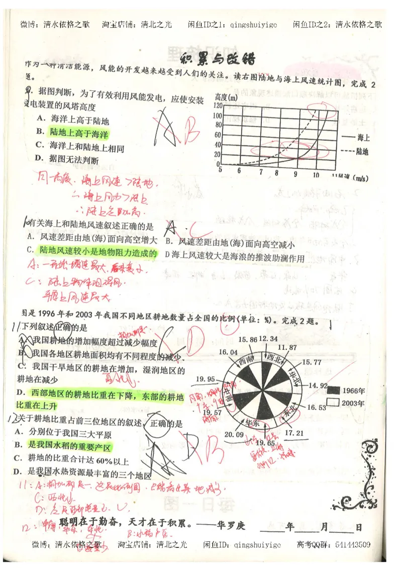 1.衡水中学高考积累与改错_地理（第1本）_284页_高中衡水学霸笔记_高中全部赠品_错题集高中九科_地理积累与改错