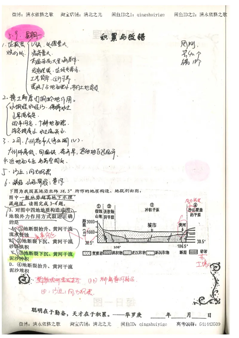 1.衡水中学高考积累与改错_地理（第1本）_284页_高中衡水学霸笔记_高中全部赠品_错题集高中九科_地理积累与改错