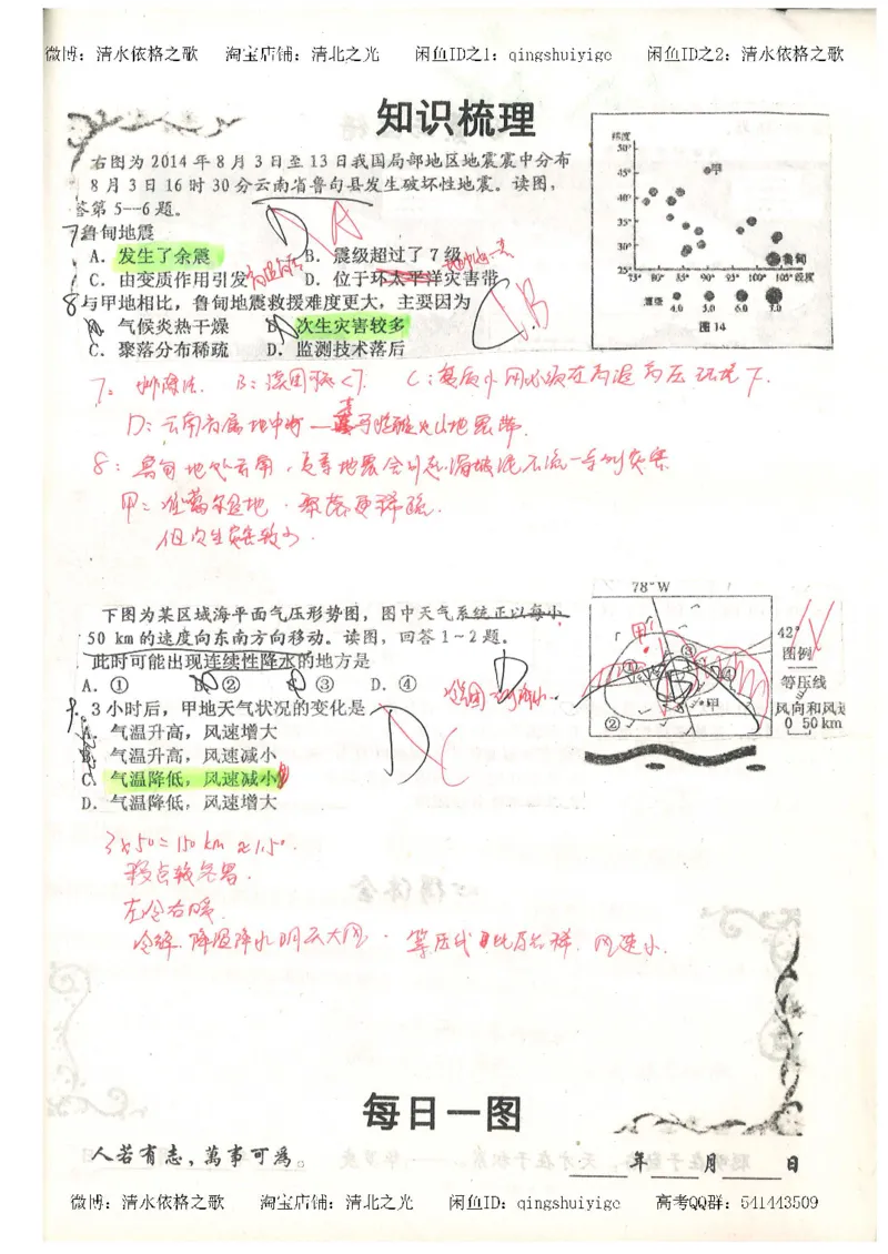 1.衡水中学高考积累与改错_地理（第1本）_284页_高中衡水学霸笔记_高中全部赠品_错题集高中九科_地理积累与改错