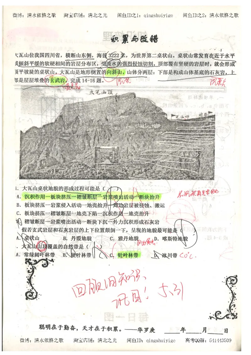 1.衡水中学高考积累与改错_地理（第1本）_284页_高中衡水学霸笔记_高中全部赠品_错题集高中九科_地理积累与改错