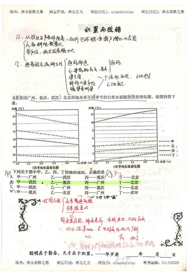 1.衡水中学高考积累与改错_地理（第1本）_284页_高中衡水学霸笔记_高中全部赠品_错题集高中九科_地理积累与改错
