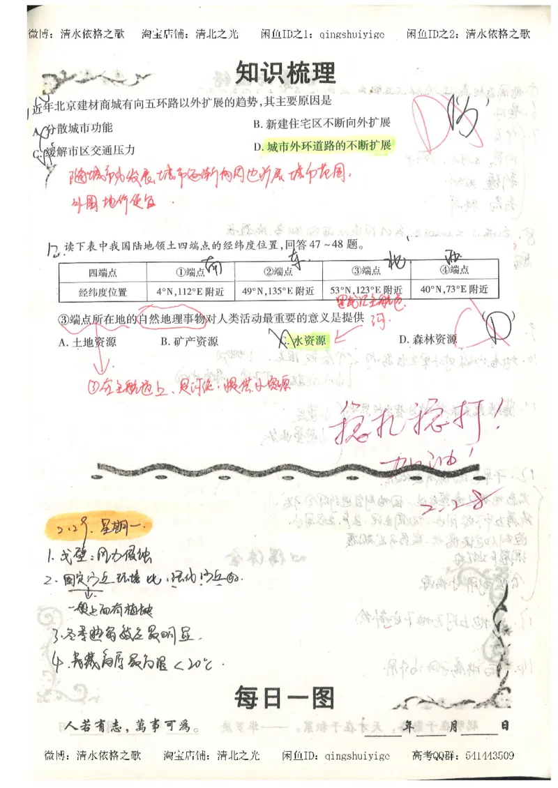 1.衡水中学高考积累与改错_地理（第1本）_284页_高中衡水学霸笔记_高中全部赠品_错题集高中九科_地理积累与改错